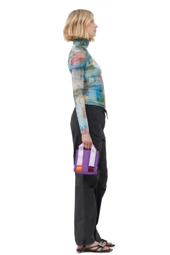 Outlet GANNI Lila Mini-Tragetasche Aus Tech-Gewebe Purple Wine