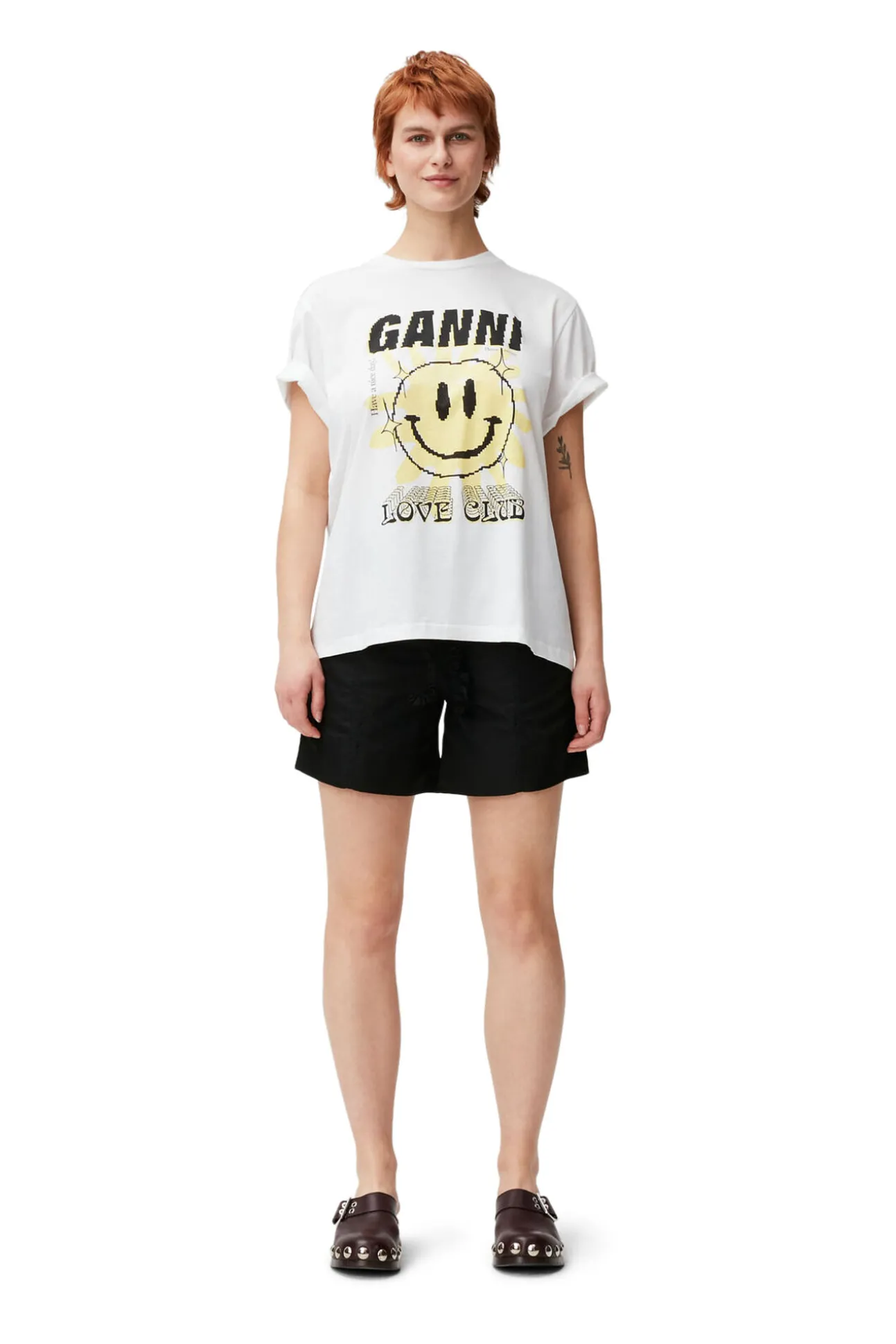 Best Sale GANNI „Love Club“-T-Shirt Bright White