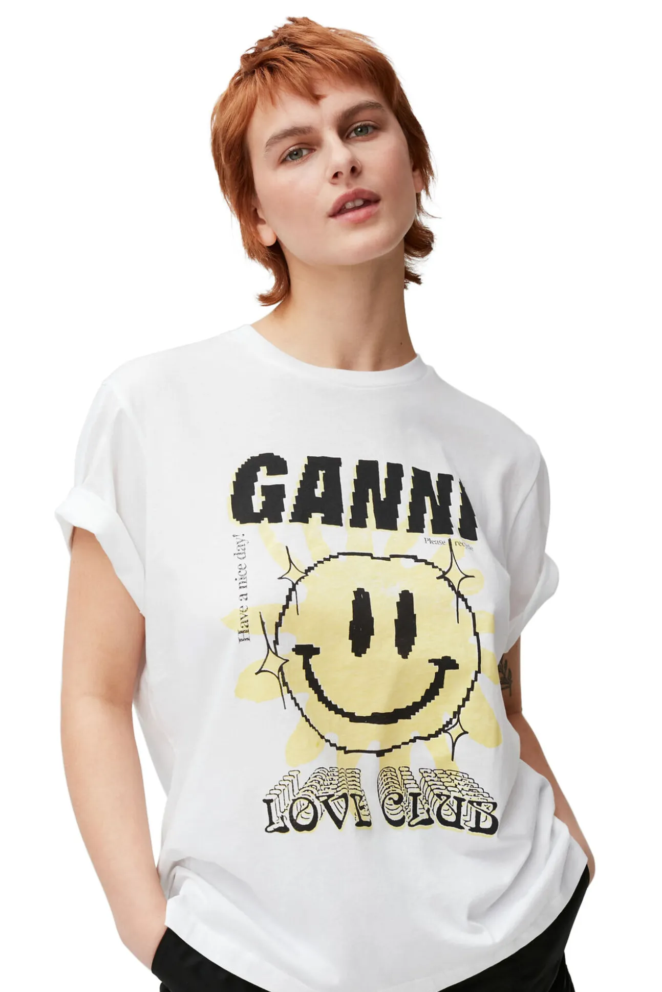 Best Sale GANNI „Love Club“-T-Shirt Bright White