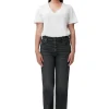 Shop GANNI Lovy Jeans Black/White Vintage