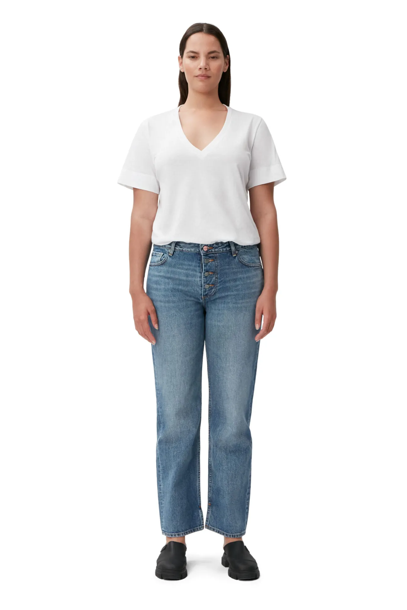 Shop GANNI Lovy Jeans Mid Blue Vintage