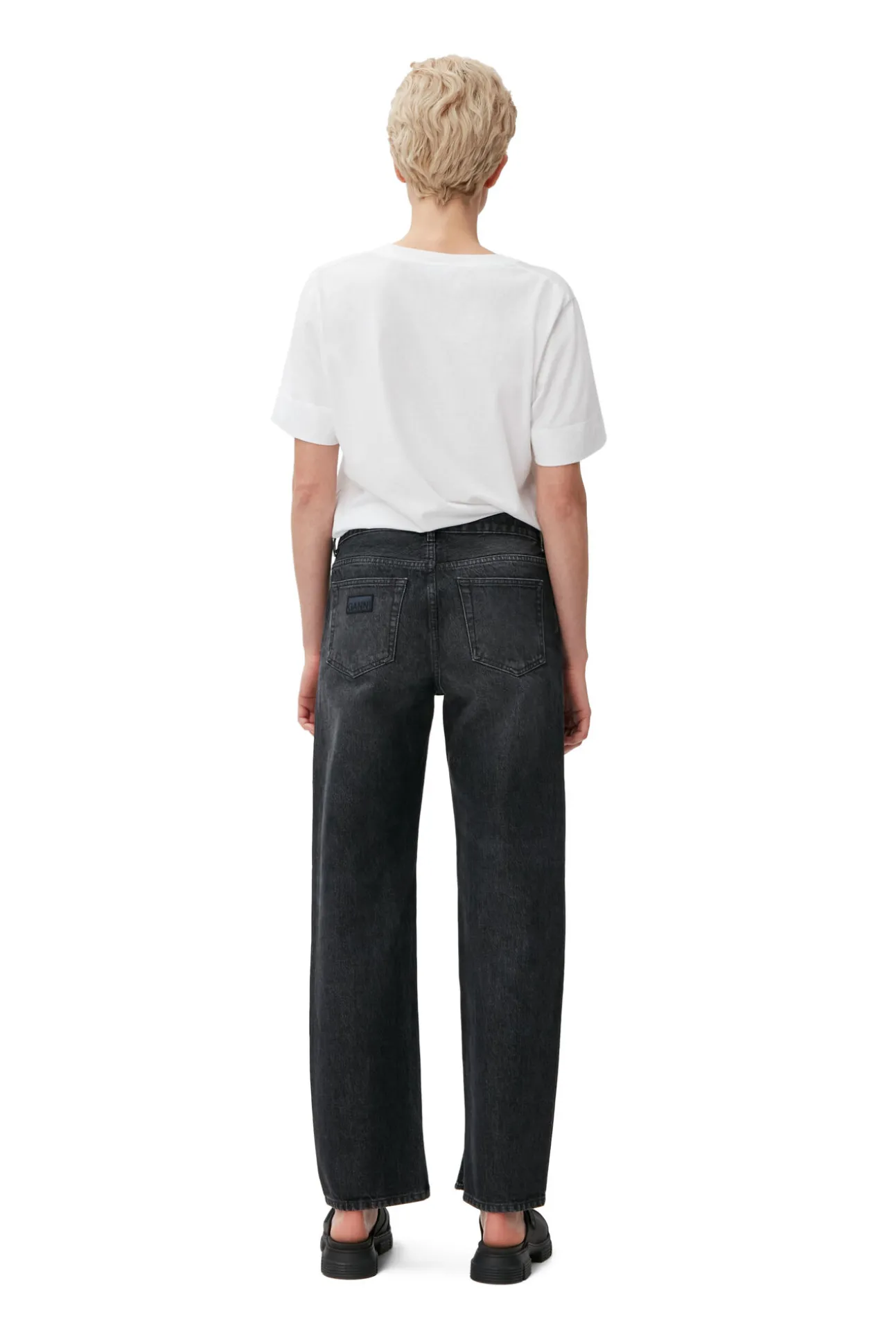 Shop GANNI Lovy Jeans Black/White Vintage