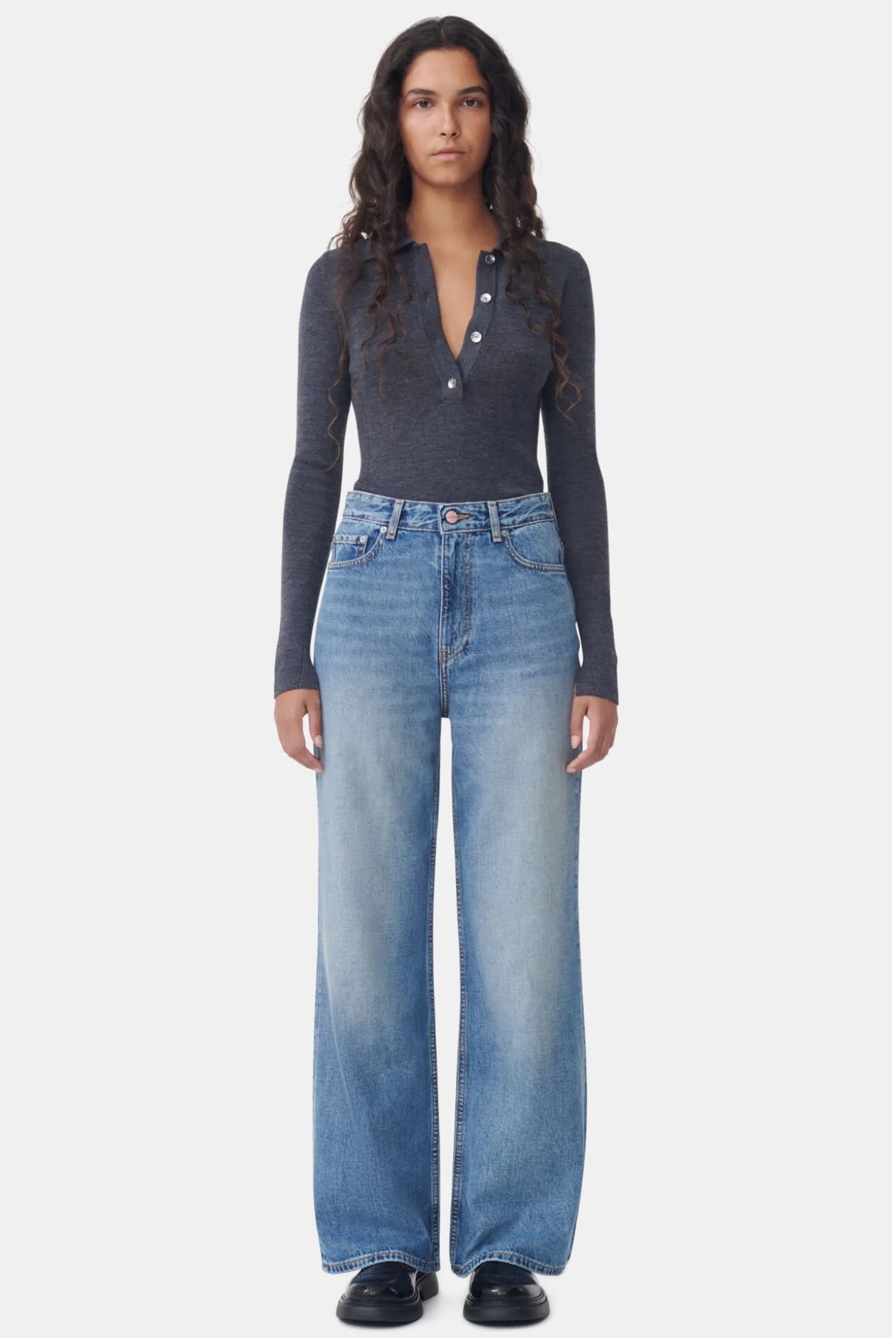 Store GANNI Magny Jeans Mid Blue Vintage