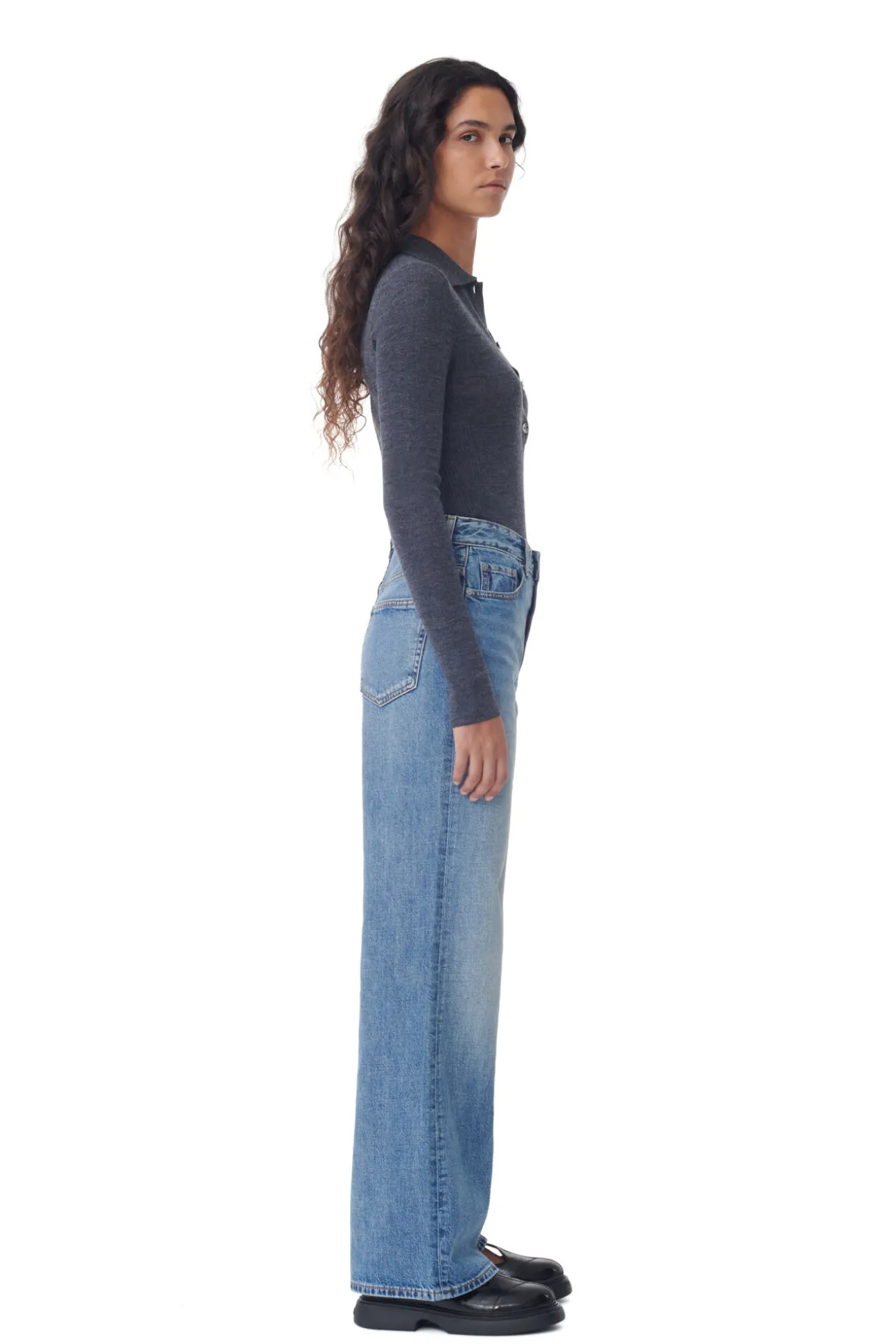 Store GANNI Magny Jeans Mid Blue Vintage
