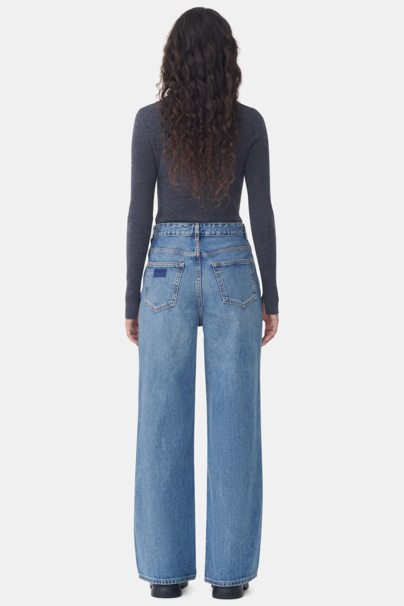 Store GANNI Magny Jeans Mid Blue Vintage