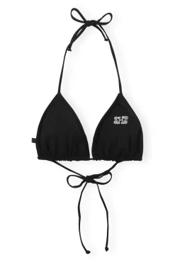 Online GANNI Mattes String-Bikinioberteil Aus Recyceltem Material Black