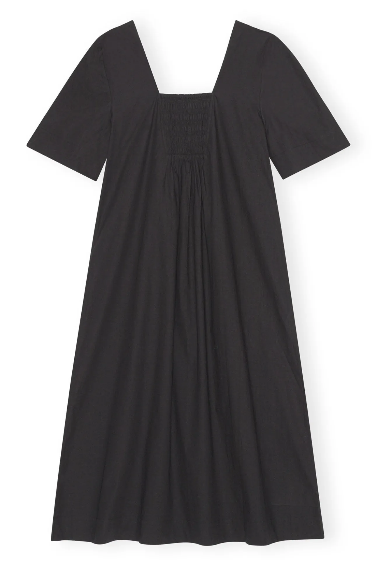 New GANNI Maxikleid Aus Cotton Poplin Mit Offenem Ausschnitt Black