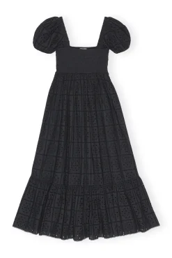Fashion GANNI Maxikleid Aus Lochstickerei Black