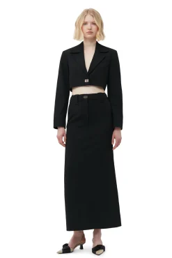 Sale GANNI Maxirock Aus Stretch-Anzugstoff Black