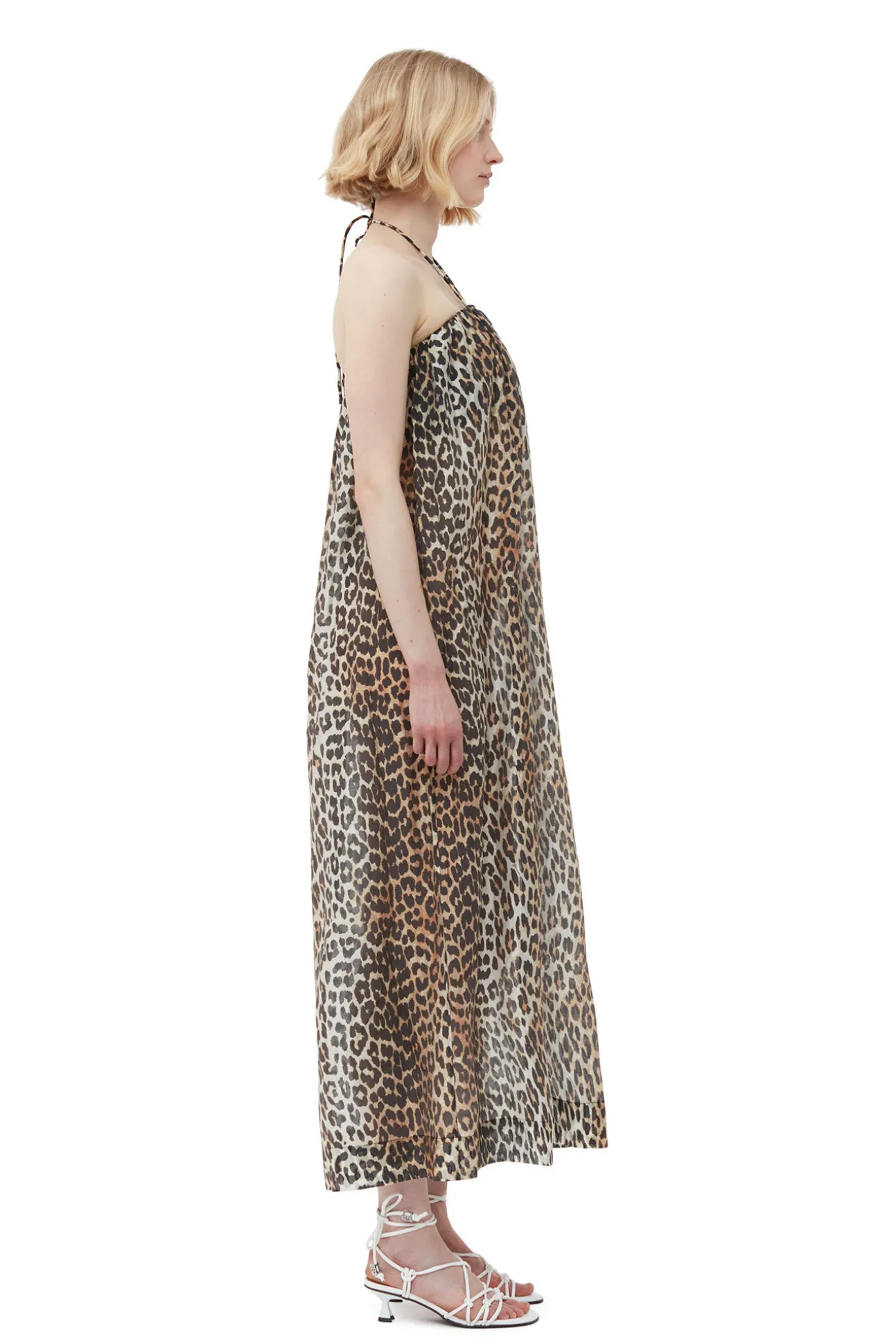 Best GANNI Maxi-Tragerkleid Aus Transparentem Voile Almond Milk