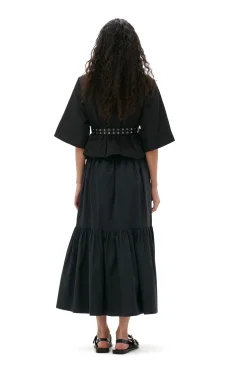 Clearance GANNI Maxi-Volantrock Aus Cotton Poplin Black