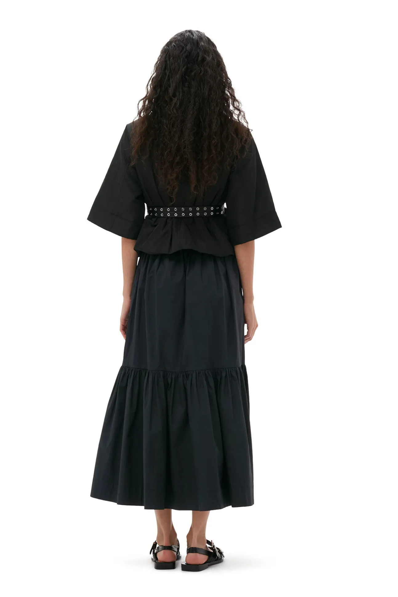 Clearance GANNI Maxi-Volantrock Aus Cotton Poplin Black