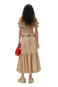 Outlet GANNI Maxi-Volantrock Aus Cotton Poplin Curds And Whey