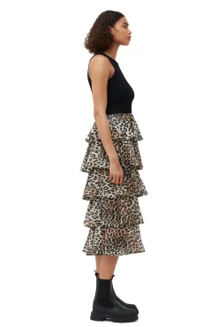 Store GANNI Maxi-Volantrock Aus Transparentem Voile Almond Milk