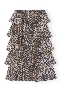 Store GANNI Maxi-Volantrock Aus Transparentem Voile Almond Milk