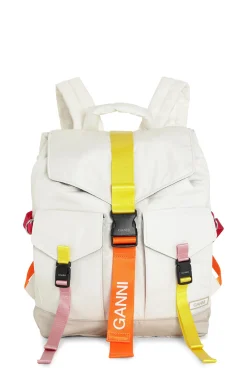 Outlet GANNI Mehrfarbiger Rucksack Aus Tech-Gewebe Egret