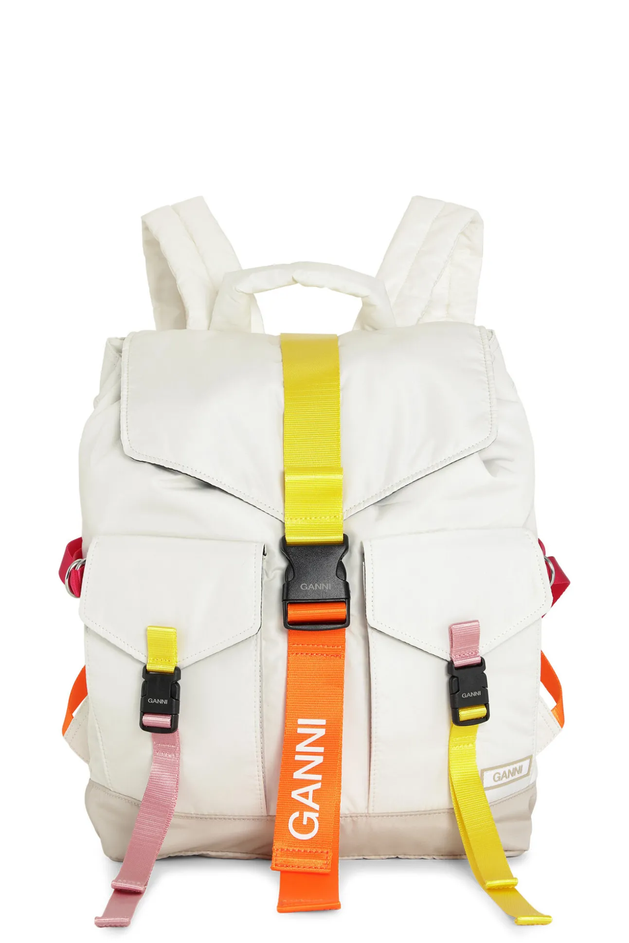 Outlet GANNI Mehrfarbiger Rucksack Aus Tech-Gewebe Egret