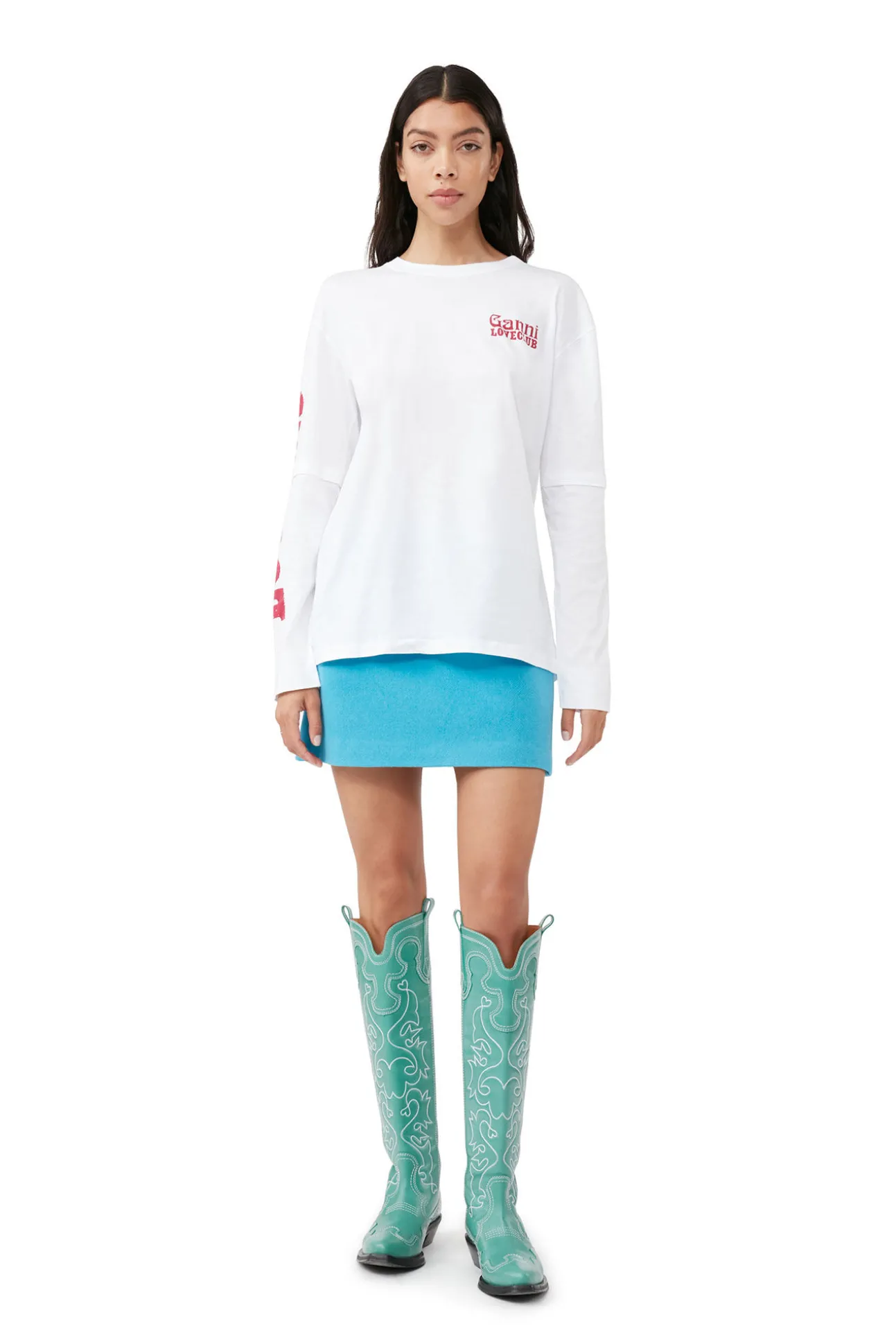 Sale GANNI Mehrlagiges Langarmshirt Bright White