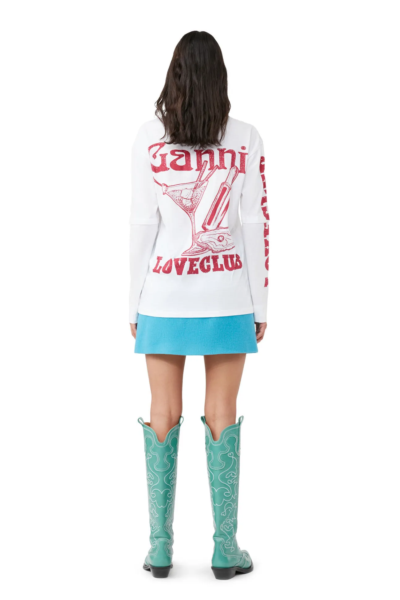Sale GANNI Mehrlagiges Langarmshirt Bright White