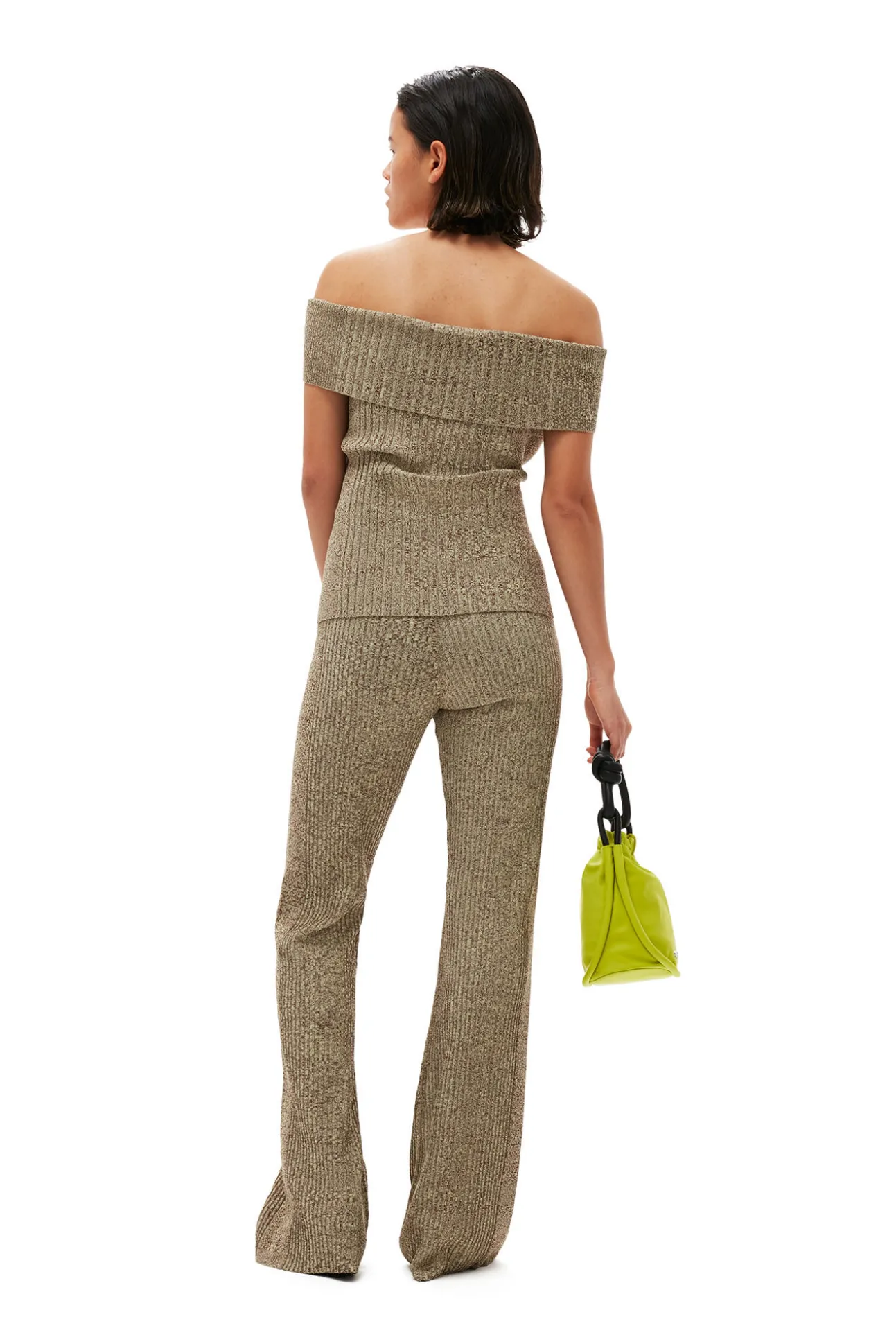 Clearance GANNI Melange-Strickhose Brandy Brown