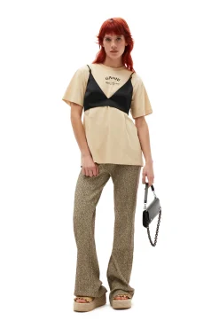 Clearance GANNI Melange-Strickhose Brandy Brown