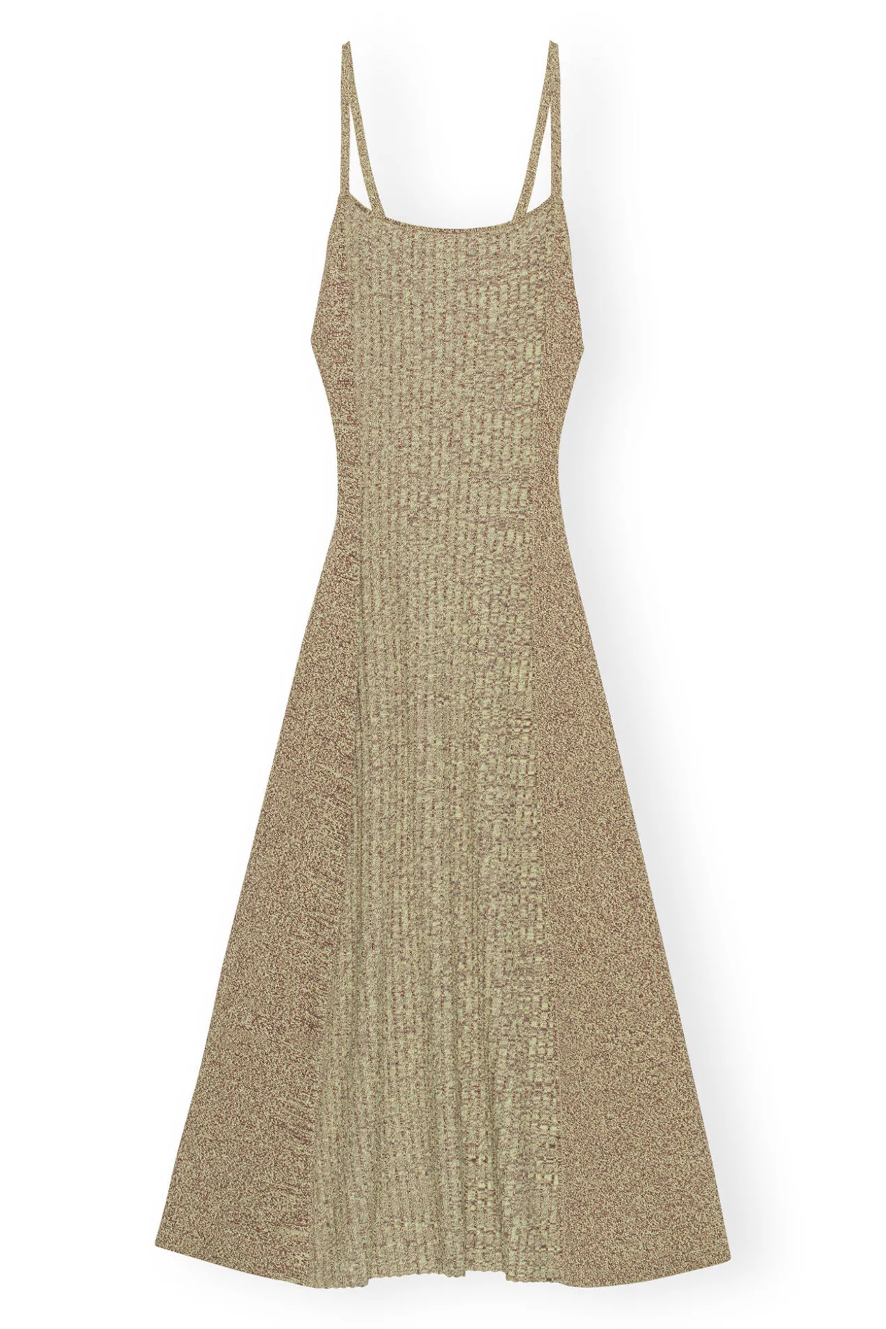 Clearance GANNI Melange-Strick-Maxikleid Brandy Brown