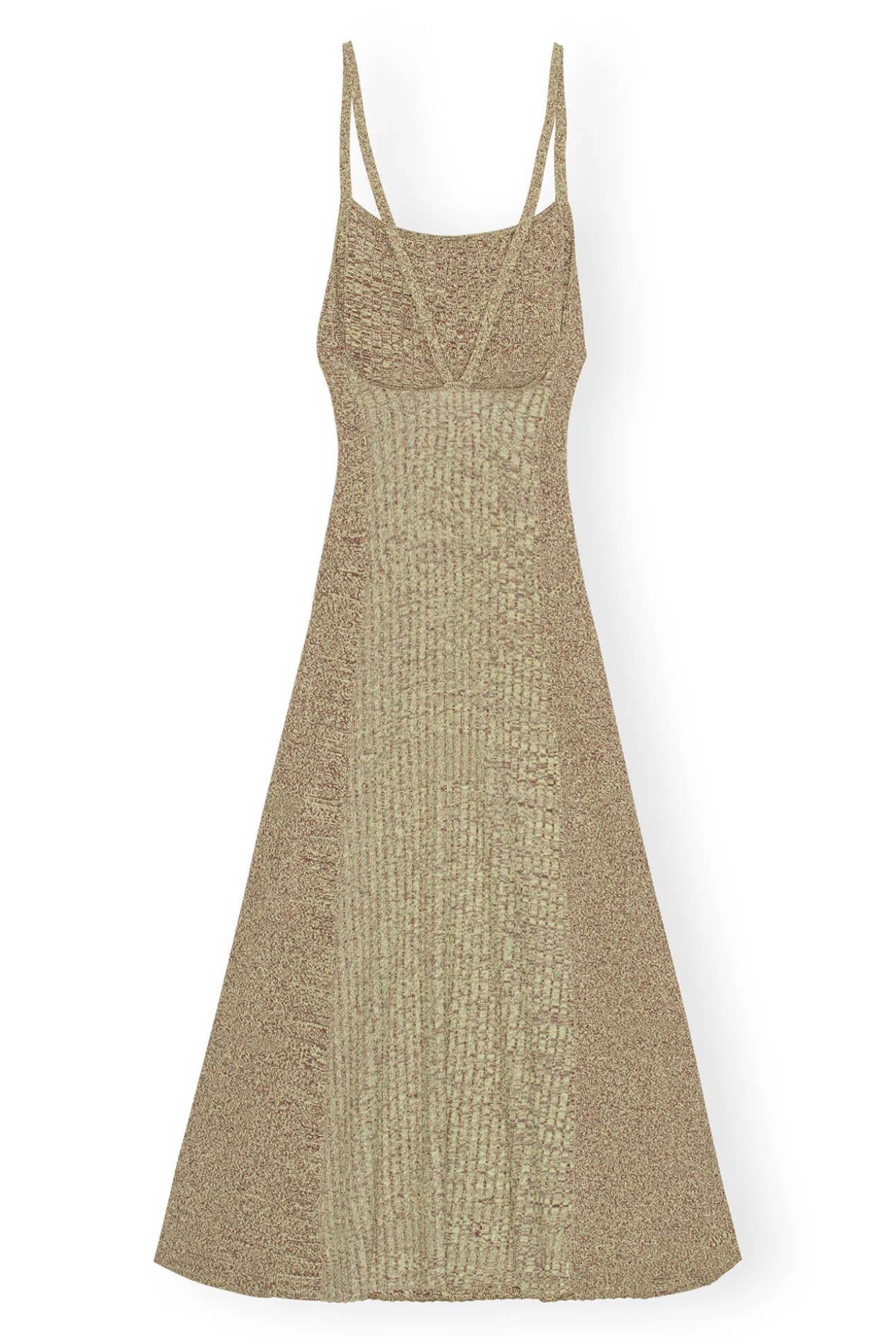 Clearance GANNI Melange-Strick-Maxikleid Brandy Brown