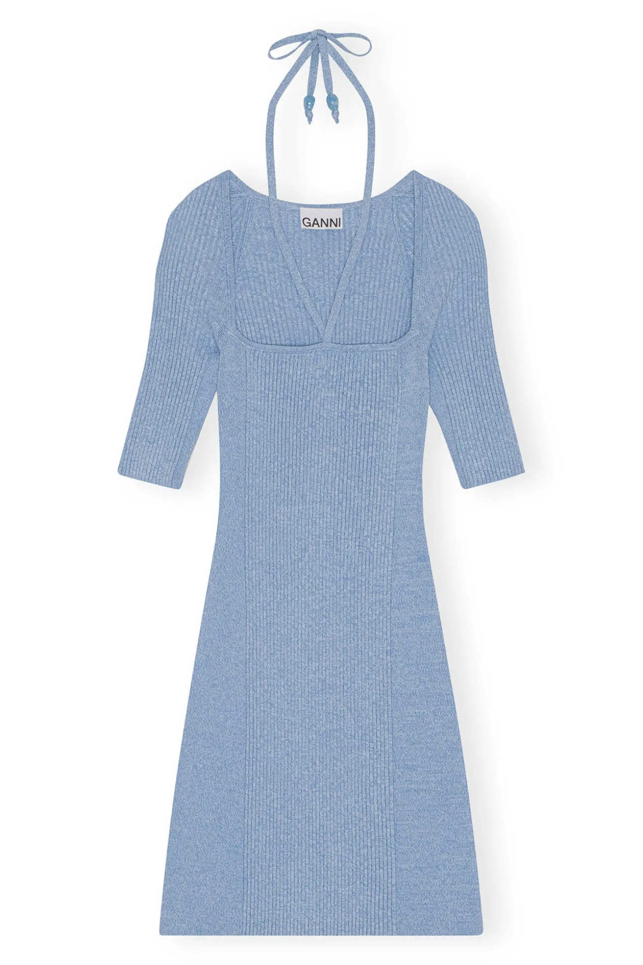 Store GANNI Melange-Strick-Minikleid Ethereal Blue