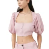 Best Sale GANNI Melierte Bluse Mit Reisverschluss Und Drapierung Pink Tulle