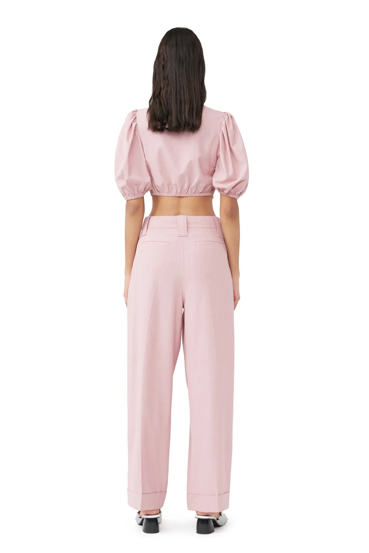 Best Sale GANNI Melierte Bluse Mit Reisverschluss Und Drapierung Pink Tulle