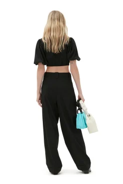Cheap GANNI Melierte Bluse Mit Reisverschluss Und Drapierung Black