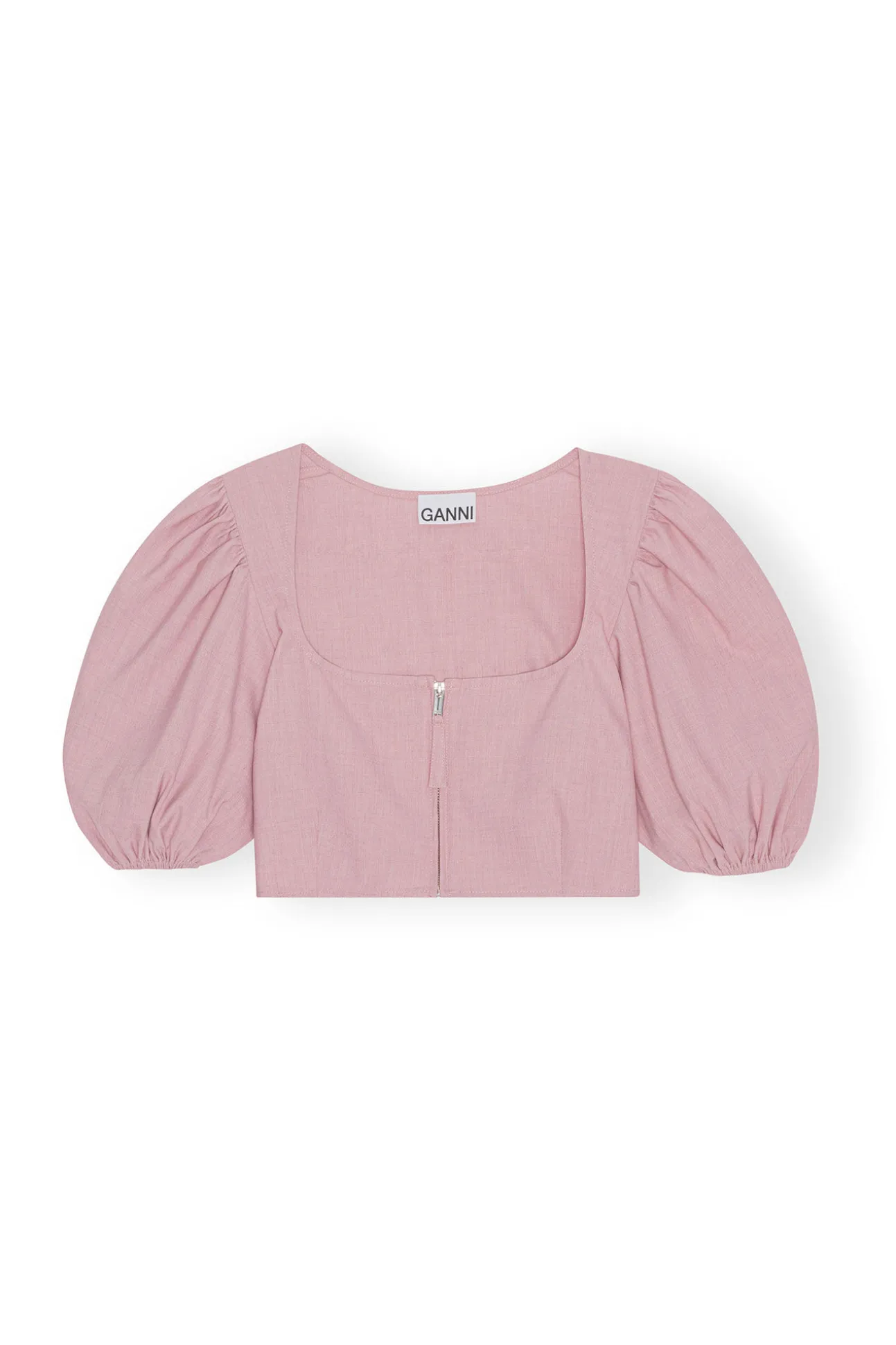 Best Sale GANNI Melierte Bluse Mit Reisverschluss Und Drapierung Pink Tulle