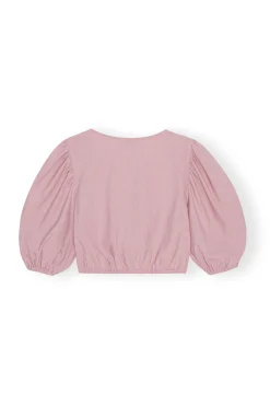 Best Sale GANNI Melierte Bluse Mit Reisverschluss Und Drapierung Pink Tulle