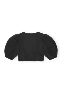Cheap GANNI Melierte Bluse Mit Reisverschluss Und Drapierung Black