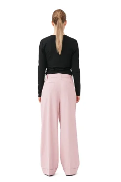 New GANNI Melierte Faltenhose Mit Drapierung Pink Tulle