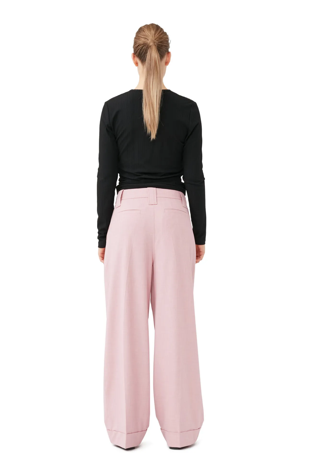 New GANNI Melierte Faltenhose Mit Drapierung Pink Tulle