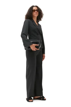 Hot GANNI Melierte Mid-Waist-Hose Mit Drapierung Phantom