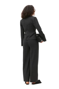 Hot GANNI Melierte Mid-Waist-Hose Mit Drapierung Phantom