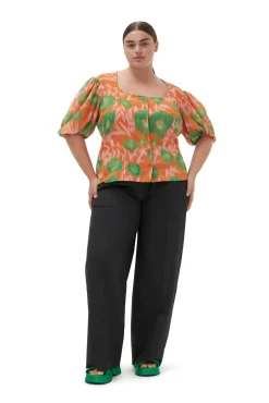 Hot GANNI Melierte Mid-Waist-Hose Mit Drapierung Phantom