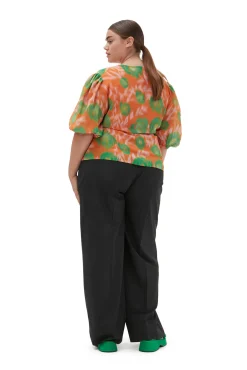 Hot GANNI Melierte Mid-Waist-Hose Mit Drapierung Phantom