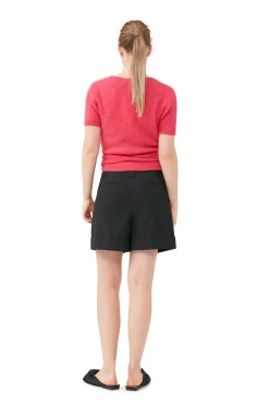 Shop GANNI Melierte Shorts Mit Drapierung Black