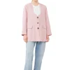 Fashion GANNI Melierter Oversize-Blazer Mit Drapierung Pink Tulle