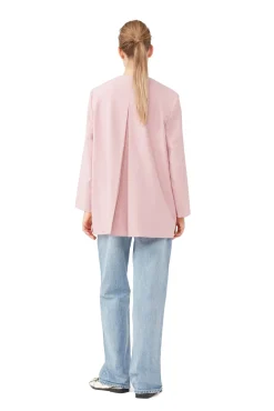 Fashion GANNI Melierter Oversize-Blazer Mit Drapierung Pink Tulle