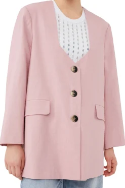 Fashion GANNI Melierter Oversize-Blazer Mit Drapierung Pink Tulle
