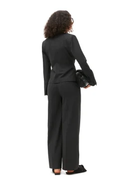 Shop GANNI Melierter Taillierter Blazer Mit Drapierung Phantom