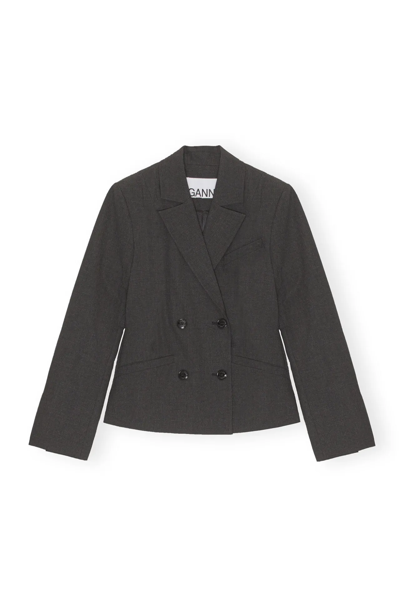 Shop GANNI Melierter Taillierter Blazer Mit Drapierung Phantom
