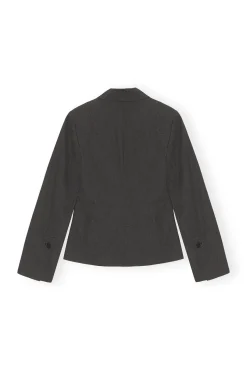 Shop GANNI Melierter Taillierter Blazer Mit Drapierung Phantom