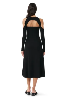 Best Sale GANNI Meliertes Midikleid Mit Offenem Rucken Black