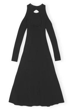Best Sale GANNI Meliertes Midikleid Mit Offenem Rucken Black