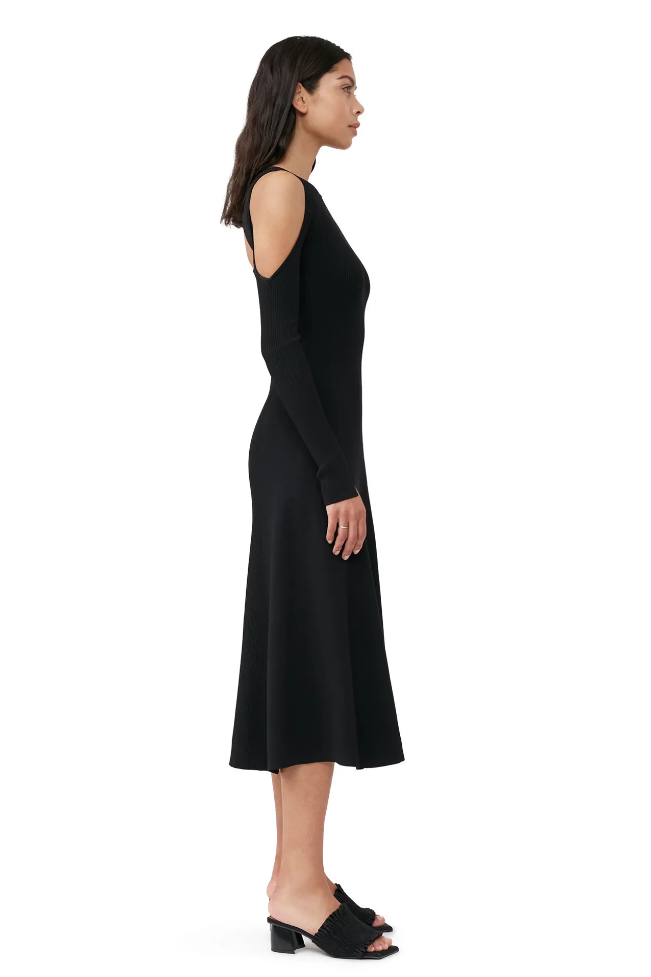 Best Sale GANNI Meliertes Midikleid Mit Offenem Rucken Black